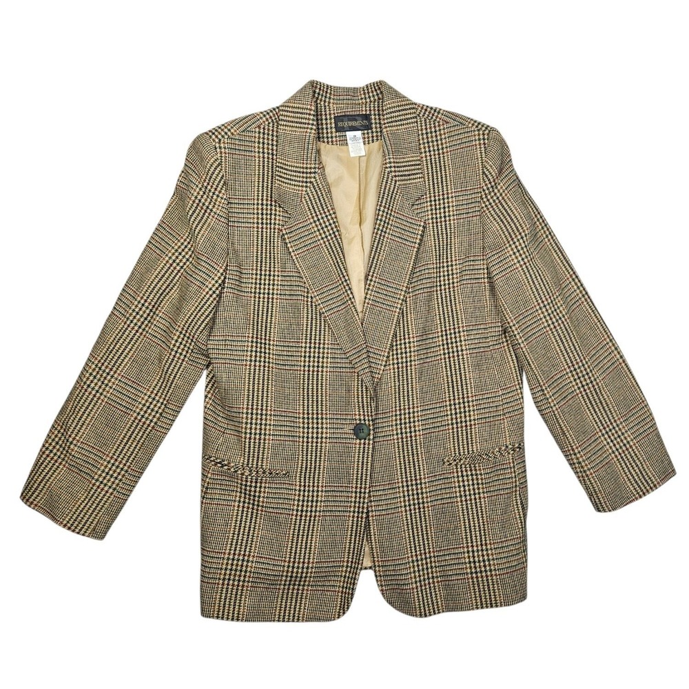 Vintage Requirements Womens Blazer Size 18 Plaid Wool Blend Tweed Jacket Academi